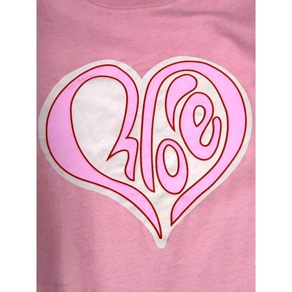 Chloe Girls Pink Logo Heart Fringe Hem Dress Size 10 Luxury Designer Cotton - Picture 7 of 10